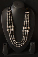 Load image into Gallery viewer, Oxidised Finish 3 Layer Necklace with Adjustable Thread Closure
