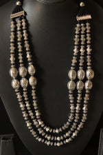 Load image into Gallery viewer, Oxidised Finish 3 Layer Necklace with Adjustable Thread Closure
