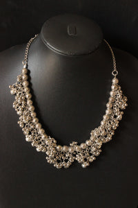 Oxidised Finish Long Chain Necklace with Ghungroo Shaped Beads