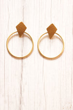 Load image into Gallery viewer, Brass Finish Hoop Dangler Earrings
