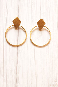 Brass Finish Hoop Dangler Earrings