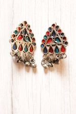 Load image into Gallery viewer, Multi-Color Silver Finish Afghani Earrings with Ghungroo Beads Danglers
