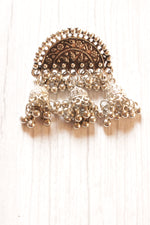Load image into Gallery viewer, Half Moon Shape Oxidised Finish Jhumka Dangler Earrings
