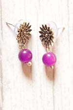 Load image into Gallery viewer, Purple Glass Beads and Metal Pendant Necklace Set with Thread Closure
