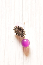 Load image into Gallery viewer, Purple Glass Beads and Metal Pendant Necklace Set with Thread Closure
