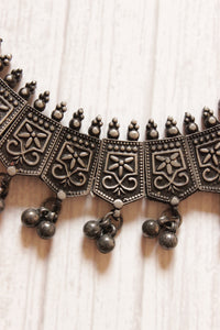 Oxidised Finish Ghungroo Beads Embellished Adjustable Thread Choker Necklace Set