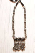 Load image into Gallery viewer, Elephant Palki Motif Oxidised Finish Long Adjustable Necklace
