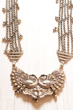 Load image into Gallery viewer, Peacock Motif Statement Pendant Silver Finish Long Necklace
