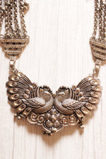 Load image into Gallery viewer, Peacock Motif Statement Pendant Silver Finish Long Necklace
