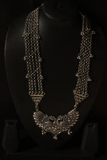 Load image into Gallery viewer, Peacock Motif Statement Pendant Silver Finish Long Necklace
