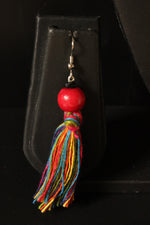 Load image into Gallery viewer, Hand Painted Sitar Pendant Necklace Set embellished with Fabric Beads and Shells
