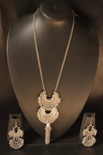 Load image into Gallery viewer, Oxidised Silver 2 layer Pendant Finish Ghungroo Beads Embellished Long Chain Necklace
