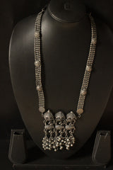 Elephant Palki Motif Oxidised Finish Long Adjustable Necklace