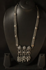 Load image into Gallery viewer, Elephant Palki Motif Oxidised Finish Long Adjustable Necklace
