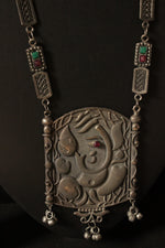 Load image into Gallery viewer, Ganesha Motif Premium Oxidised Finish Long Chain Necklace Set
