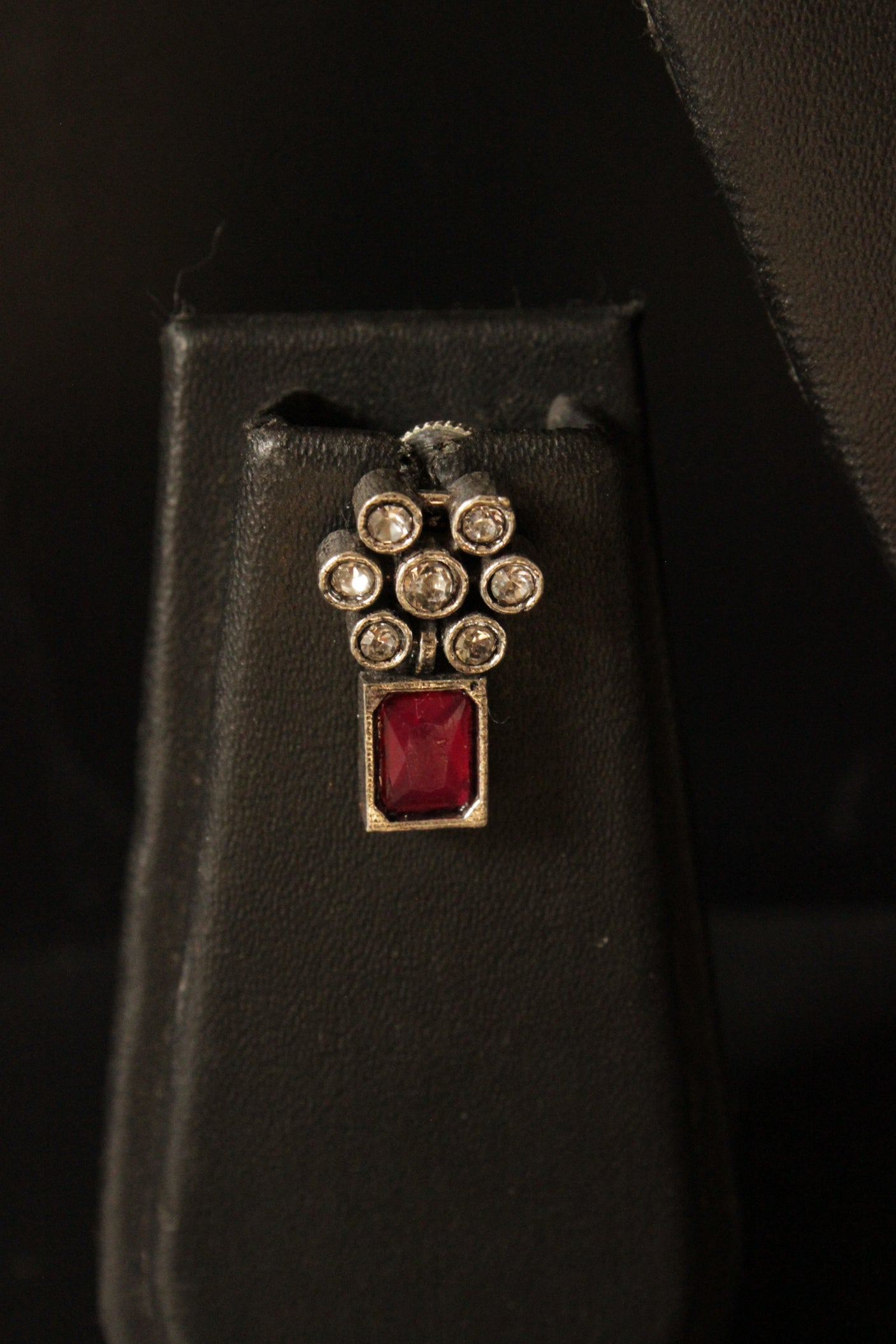 Pink Glass Stones Embedded Petite Silver Finish Necklace Set