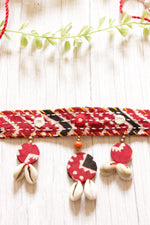 Load image into Gallery viewer, Red and White Kantha Work Handcrafted Fabric Choker Necklace
