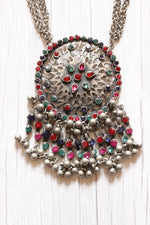 Load image into Gallery viewer, Premium Oxidised Finish Rhinestones Embedded Necklace with Adjustable Thread Closure
