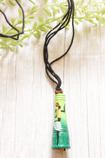 Load image into Gallery viewer, Shades of Green Hand Painted Bird Motifs Rope Closure Terracotta Clay Necklace
