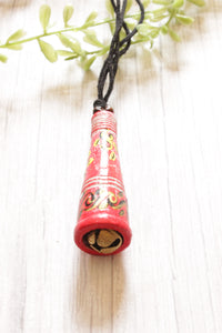 Earthy Red Hand Painted Rope Closure Terracotta Clay Necklace