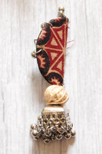 Load image into Gallery viewer, Maroon and Black Fabric Earrings with Jhumka Danglers
