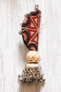 Maroon and Black Fabric Earrings with Jhumka Danglers