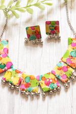 Load image into Gallery viewer, Multi-Color Resin Necklace Set Embellished with Ghungroo Beads Accents and comes with Stud Earrings
