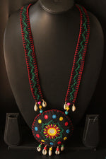 Load image into Gallery viewer, Black and Multi-Color Fabric Cross-Stitched Handcrafted Tribal Collar Necklace
