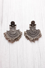 Load image into Gallery viewer, Oxidised Silver Statement Earrings with Metal Beads Detailing
