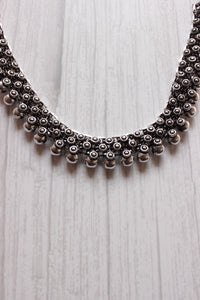 Intricately Detailed Oxidised Silver Metal Necklace Set