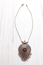 Load image into Gallery viewer, Tear Drop Shape Statement Pendant Silver Finish Necklace
