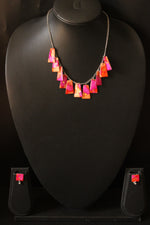 Load image into Gallery viewer, Pink and Orange Resin Necklace Set with Stud Earrings
