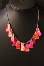 Load image into Gallery viewer, Pink and Orange Resin Necklace Set with Stud Earrings
