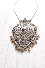 Load image into Gallery viewer, Tear Drop Shape Statement Pendant Silver Finish Necklace
