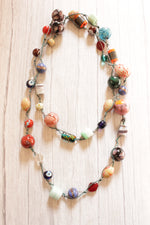 Load image into Gallery viewer, Vibrant Natural Colorful Stones Beaded in a Rope Long Necklace
