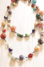 Load image into Gallery viewer, Vibrant Natural Colorful Stones Beaded in a Rope Long Necklace
