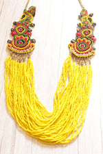 Load image into Gallery viewer, Yellow Multi-Layer Hand Beaded Collar Necklace
