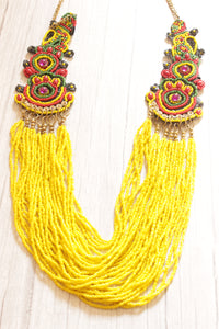 Yellow Multi-Layer Hand Beaded Collar Necklace