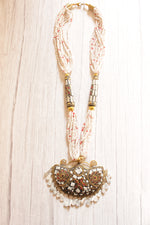 Load image into Gallery viewer, White Multi-Layer Hand Beaded Statement Pendant Tibetan Necklace
