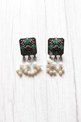 Adjustable Mini Choker Necklace Set with Rhinestones and White Beads Detailing