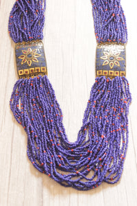 Vibrant Violet Beads Intertwined with Red Multi-Layer Beaded Necklace