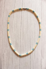 Load image into Gallery viewer, Elegant Ivory and Turquoise Hand Beaded Short Necklace
