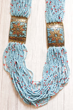 Load image into Gallery viewer, Sky Blue Beads Intertwined with Red Multi-Layer Beaded Necklace
