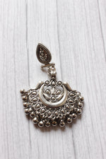Load image into Gallery viewer, 3 Layer Elaborate Silver Finish Metal Necklace Set with Dangler Earrings
