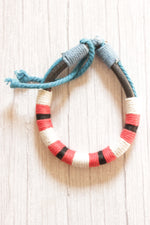 Load image into Gallery viewer, Red, White and Black Jute Threads Hand Woven Leather Bracelet
