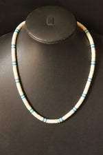 Load image into Gallery viewer, Elegant Ivory and Turquoise Hand Beaded Short Necklace
