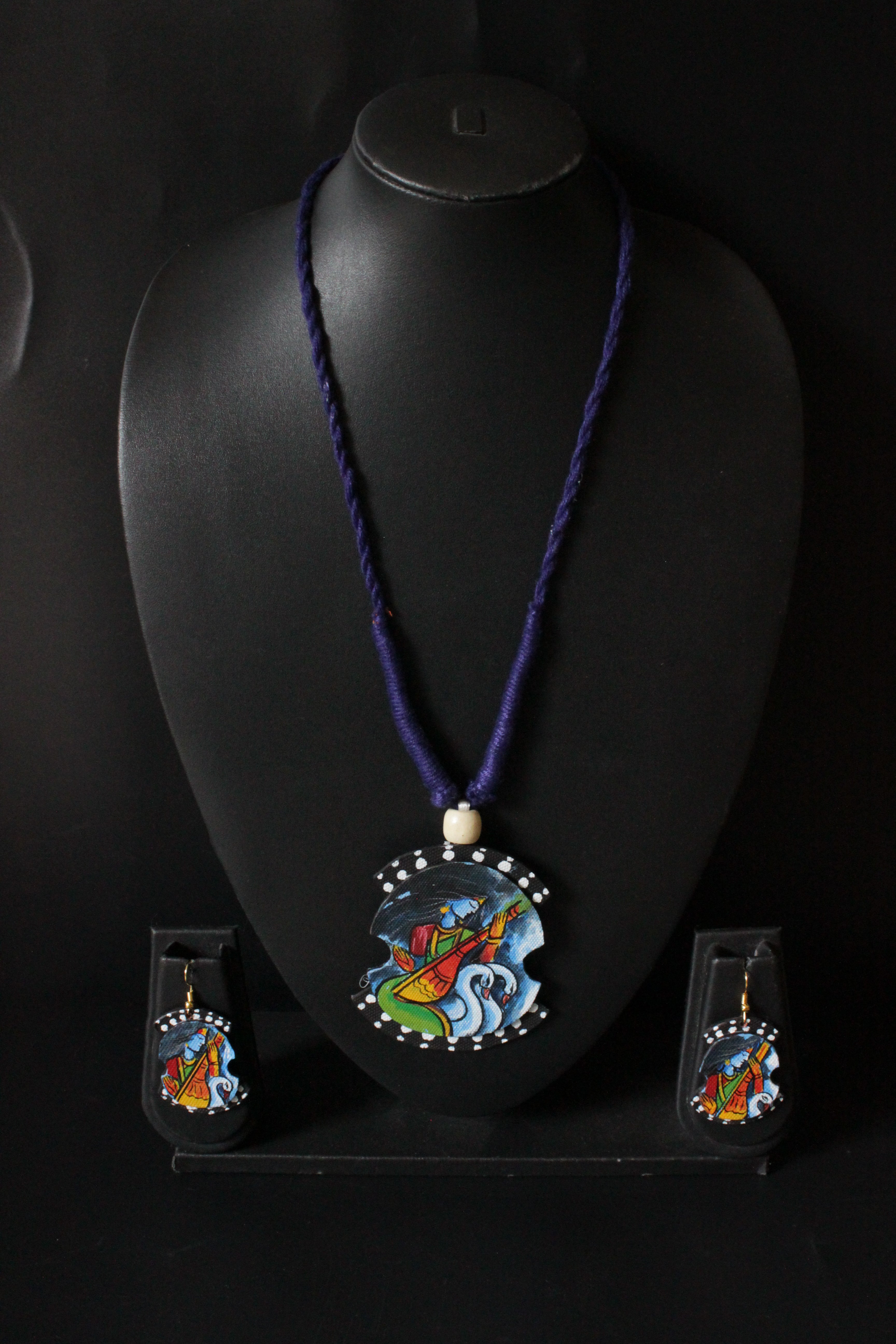 Hand Painted Religious Motif Necklace Set