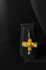 Load image into Gallery viewer, Vibrant Yellow Fabric and Stones Peacock Metal Pendant Necklace Set

