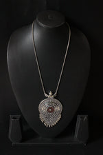 Load image into Gallery viewer, Tear Drop Shape Statement Pendant Silver Finish Necklace
