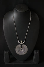 Load image into Gallery viewer, Concentric Circles Statement Pendant Silver Finish Baroque Necklace

